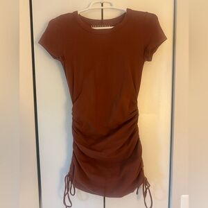 Terracotta mini ruched adjustable mini dress